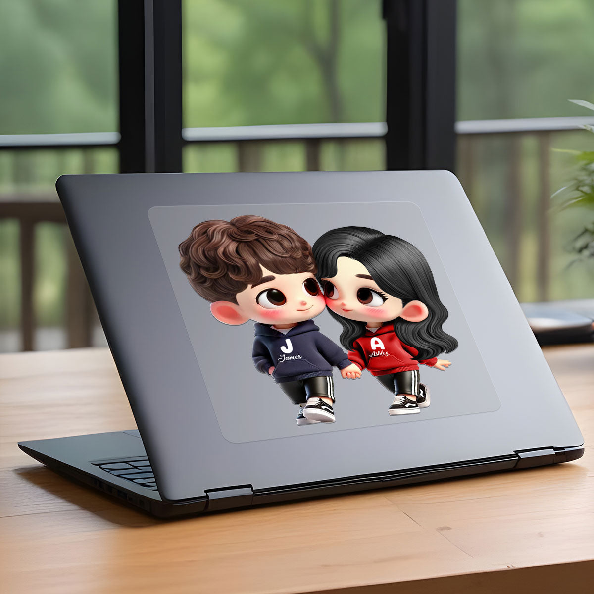 3D Effect Cute Cartoon Couple Holding Hands Personalized Car Decal, Window Sticker, Anniversary &  Gift for him, Gift for her