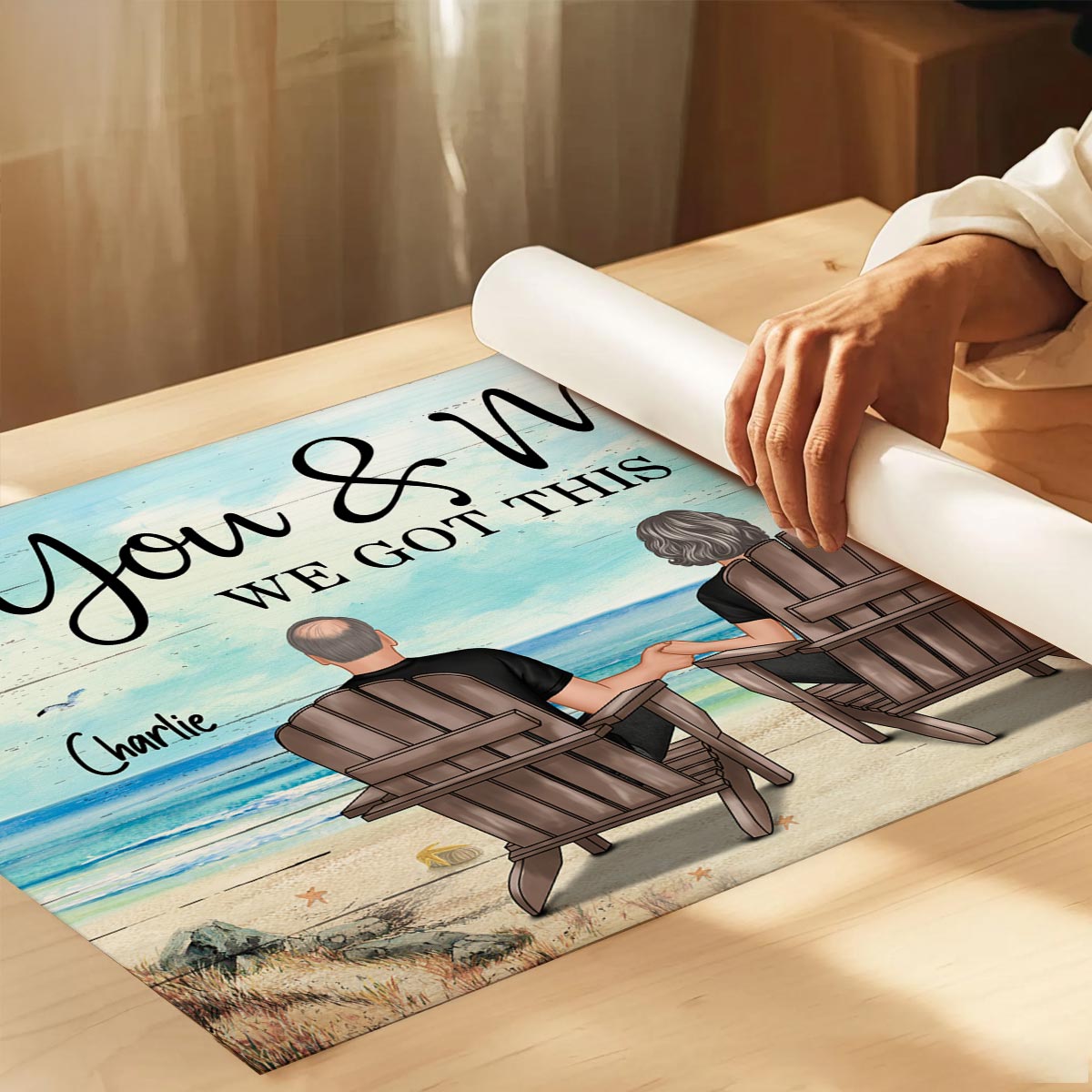 Eternal Love Couple Beach Landscape Retro Vintage Personalized Poster, Heartfelt Anniversary Gift, Wedding Gift, Birthday Gift For Couple, For Him, For Her