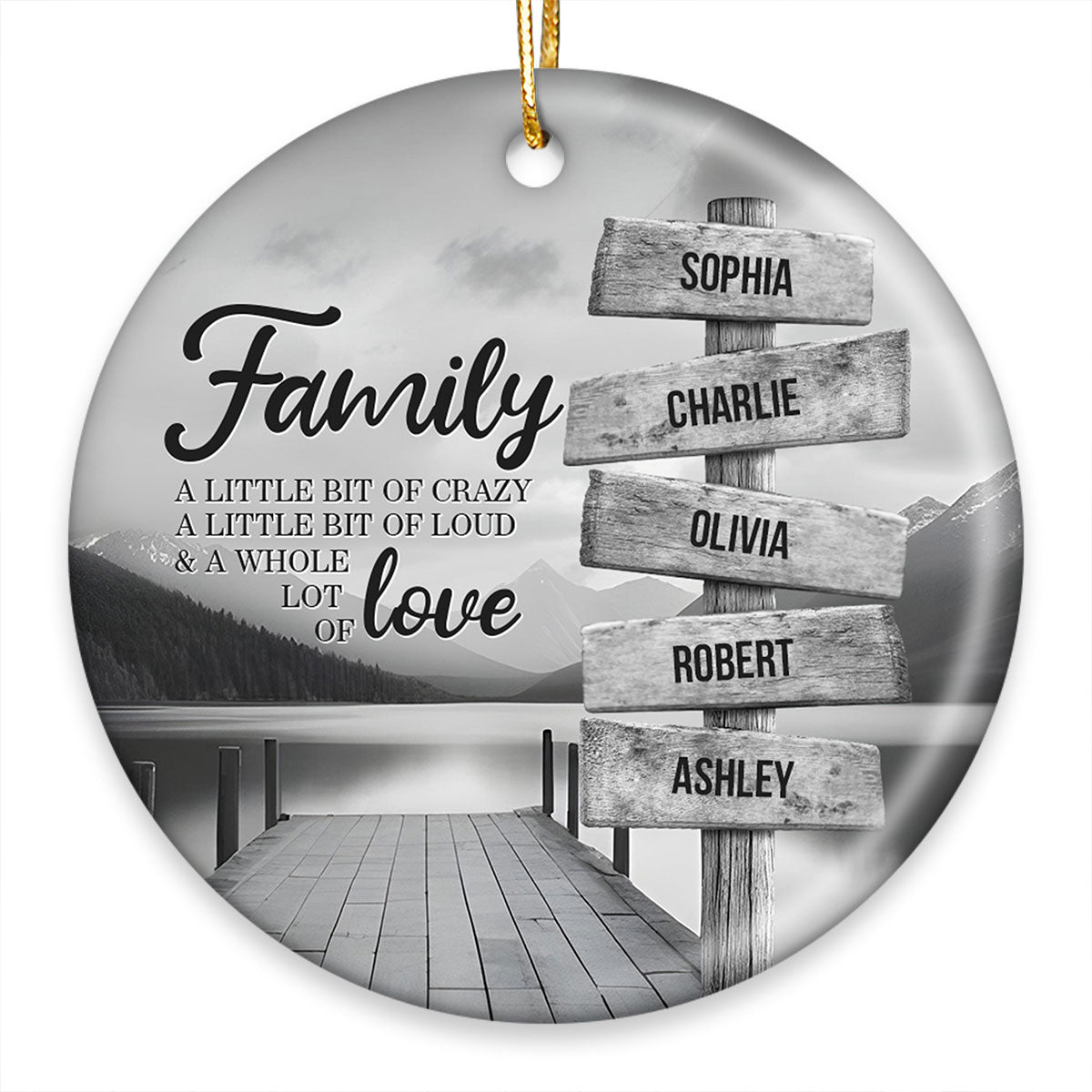 River Pier A Little Whole Lot of Love Family Personalized Ceramic Ornament