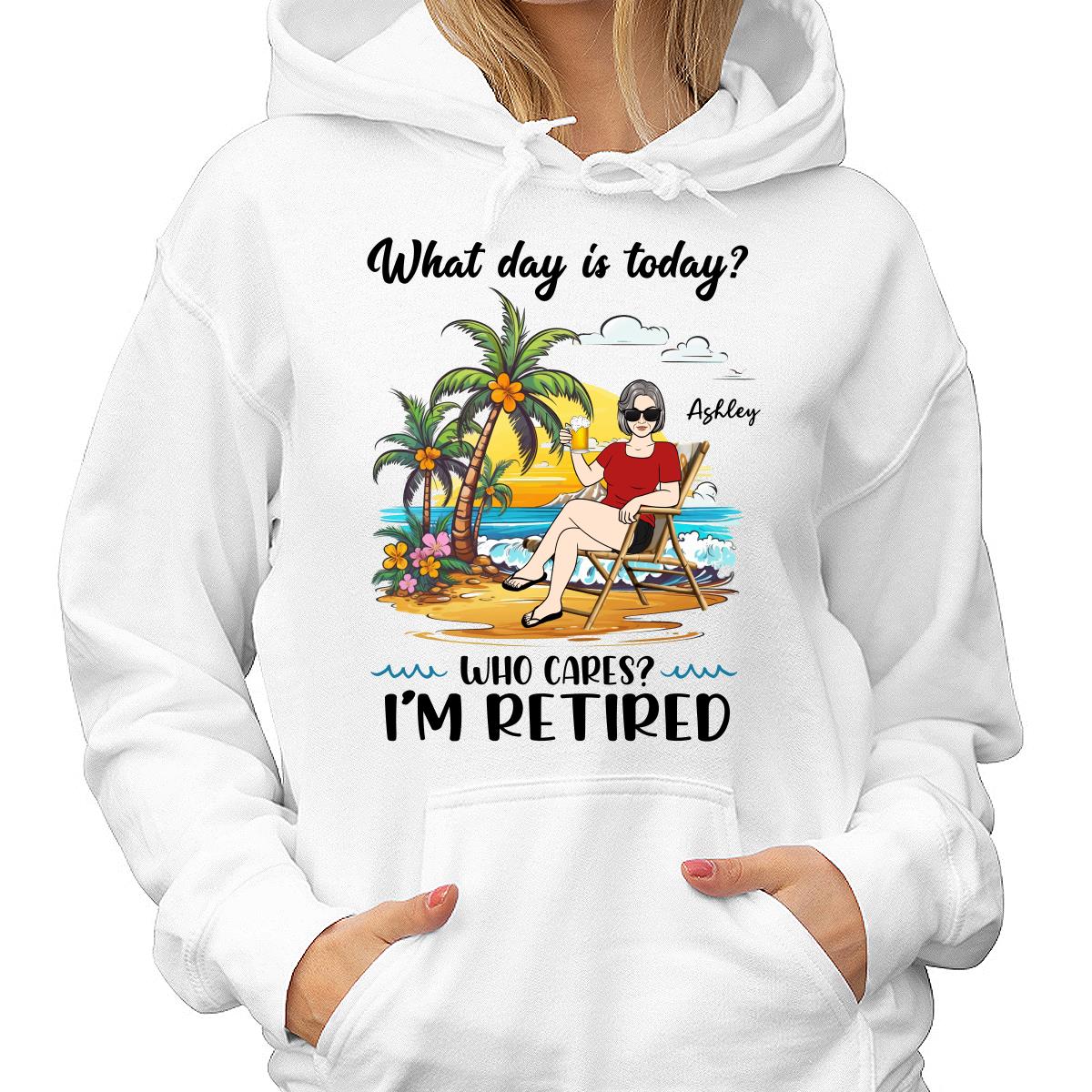 Summer Beach Landscape What Day Is Today I‘m Retired Woman Personalized Shirt