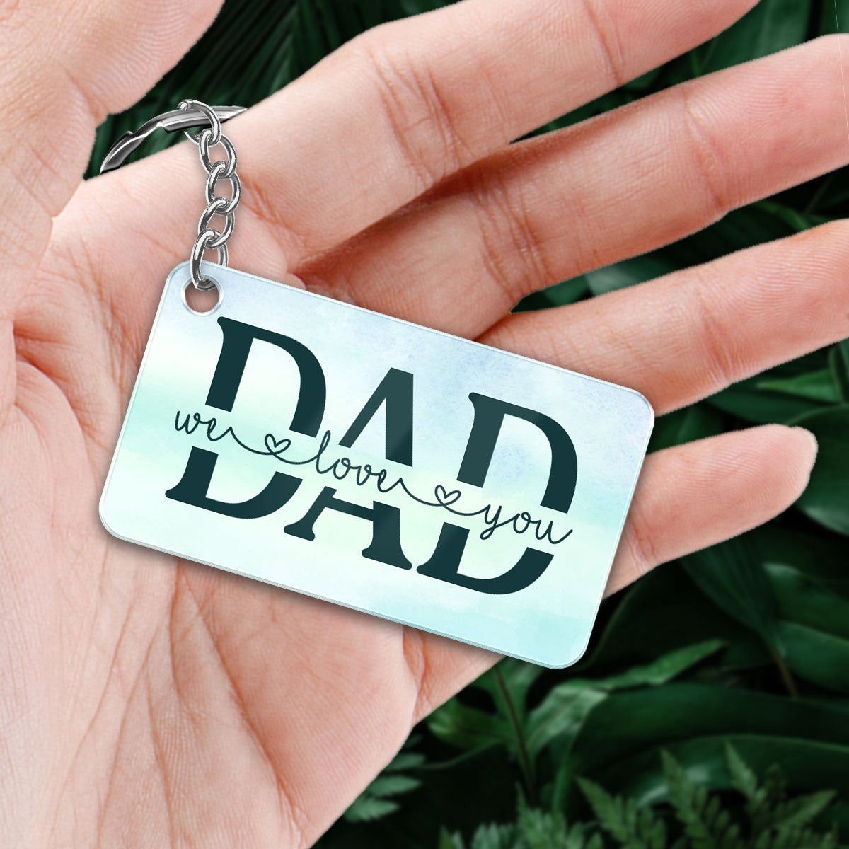 Best Dad Ever Real Man And Kids Sitting Forest Personalized Acrylic Keychain