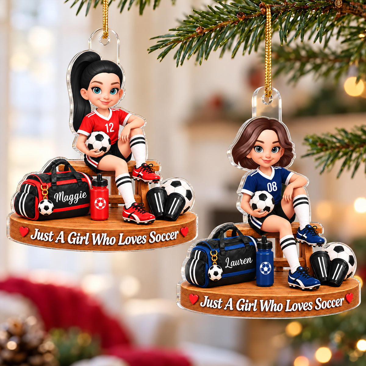 Just a Teen Who Loves Soccer - Personalized Acrylic Ornament - Christmas Gift for Daughter, Granddaughter, Niece