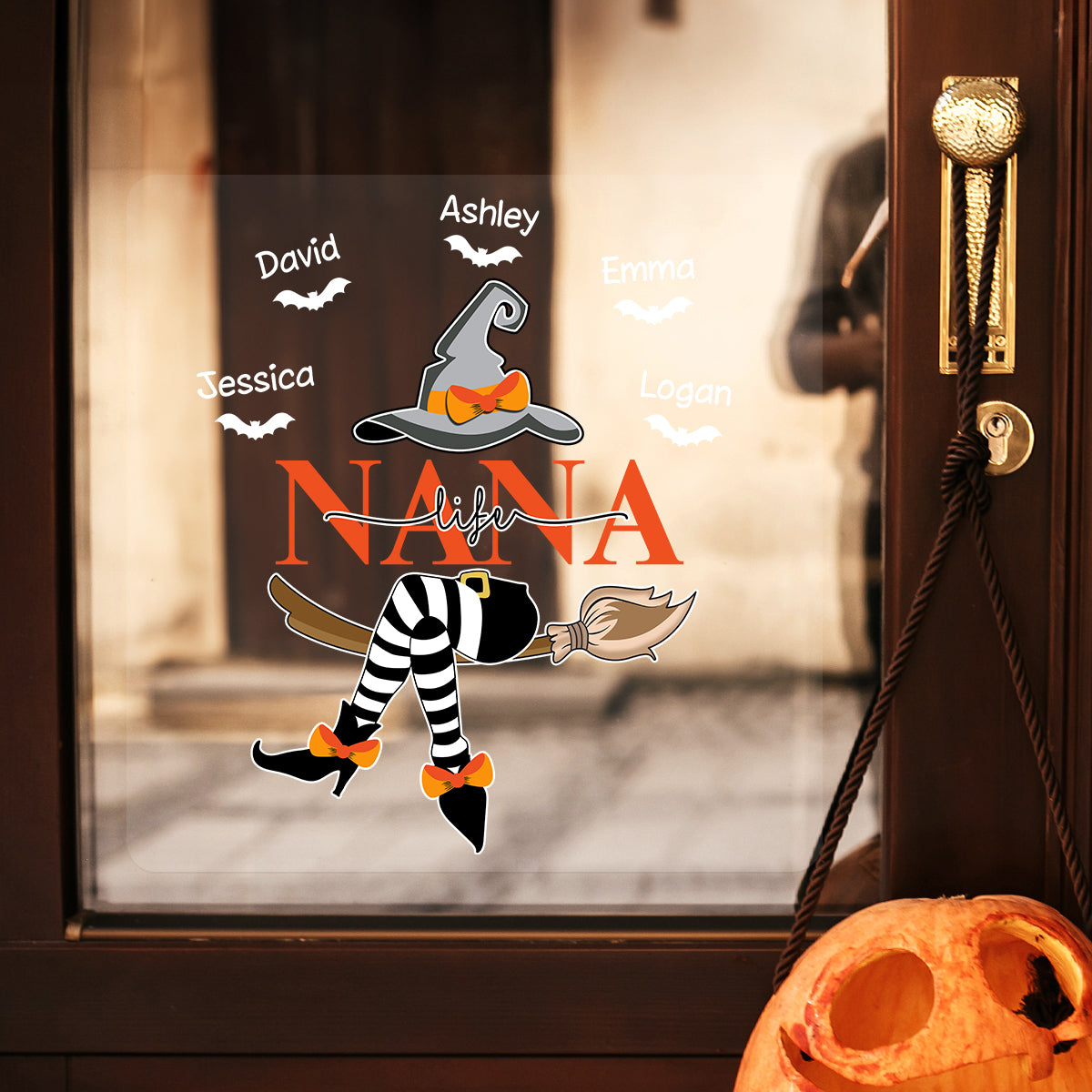 Grandma Life Witch On Broom Personalized Decal, Halloween Decor