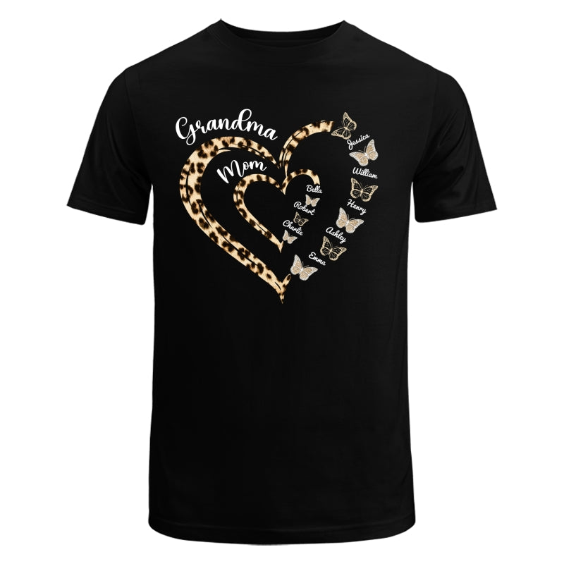 Leopard Grandma Mom Butterflies Heart In Heart Personalized Shirt