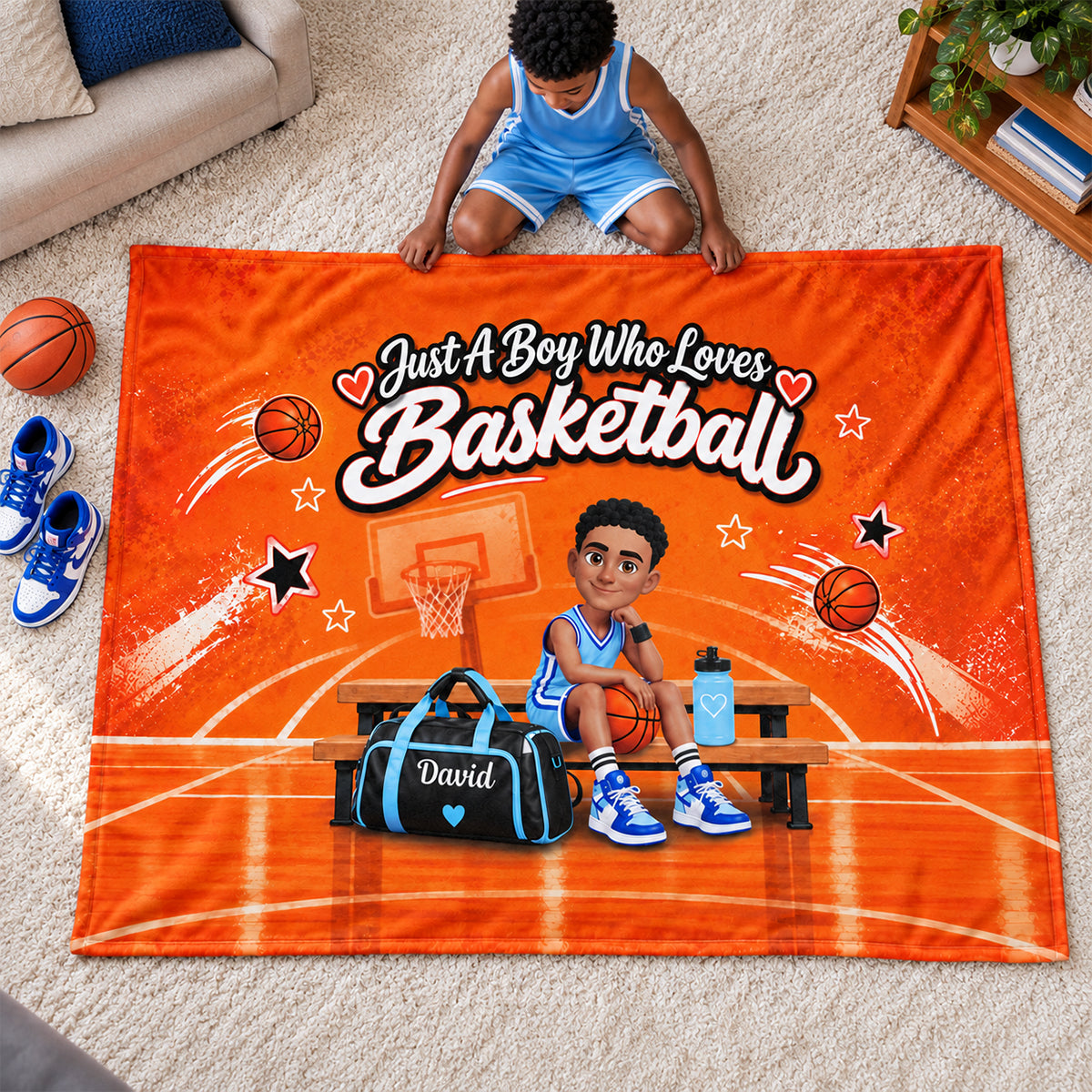 Just a Boy Girl Who Loves Basketball - Personalized Fleece Blanket - Christmas Gift for Daughter, Granddaughter, Team Players