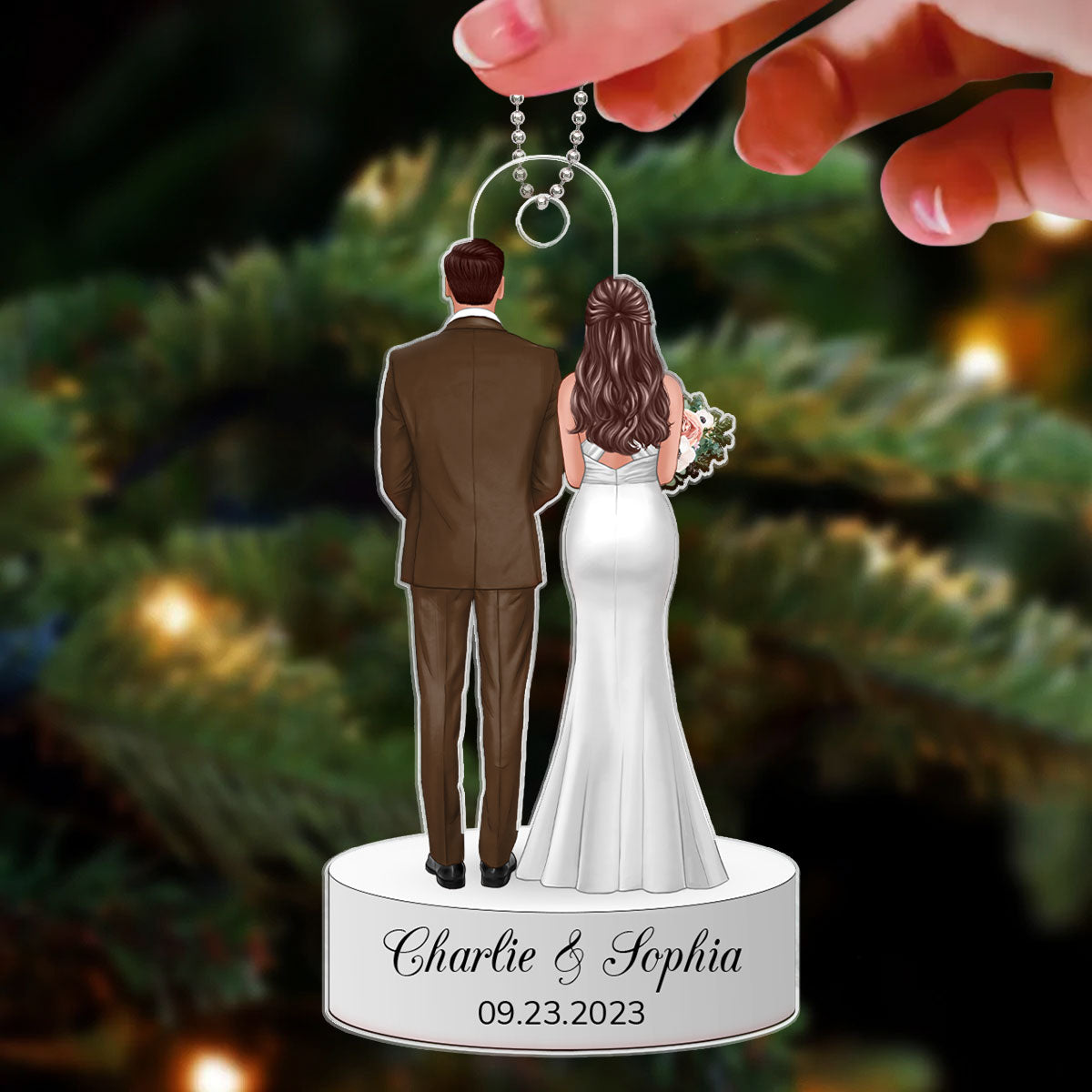 Bride & Groom Back View Wedding Keepsake Christmas Decor Personalized Acrylic Ornament