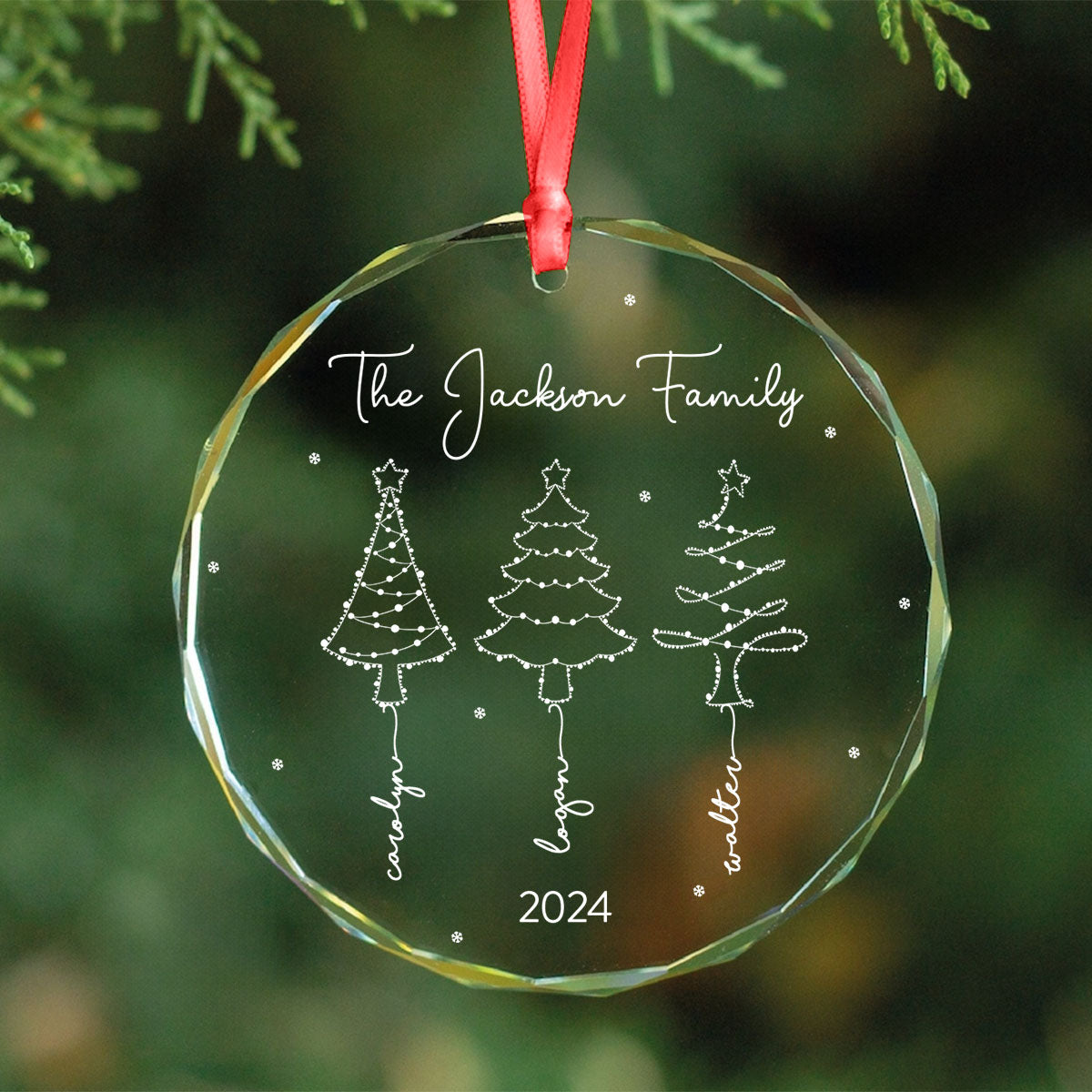 Christmas Tree Light Family Sisters Besties Siblings Personalized Glass Ornament, Christmas Gift Christmas Decoration