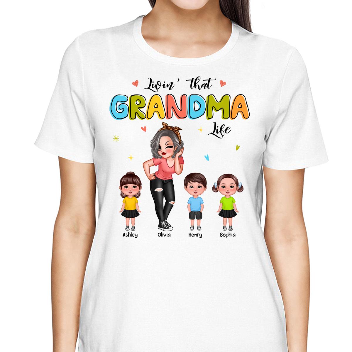 Colorful Livin‘ That Grandma Life Gift For Grandma Personalized Shirt
