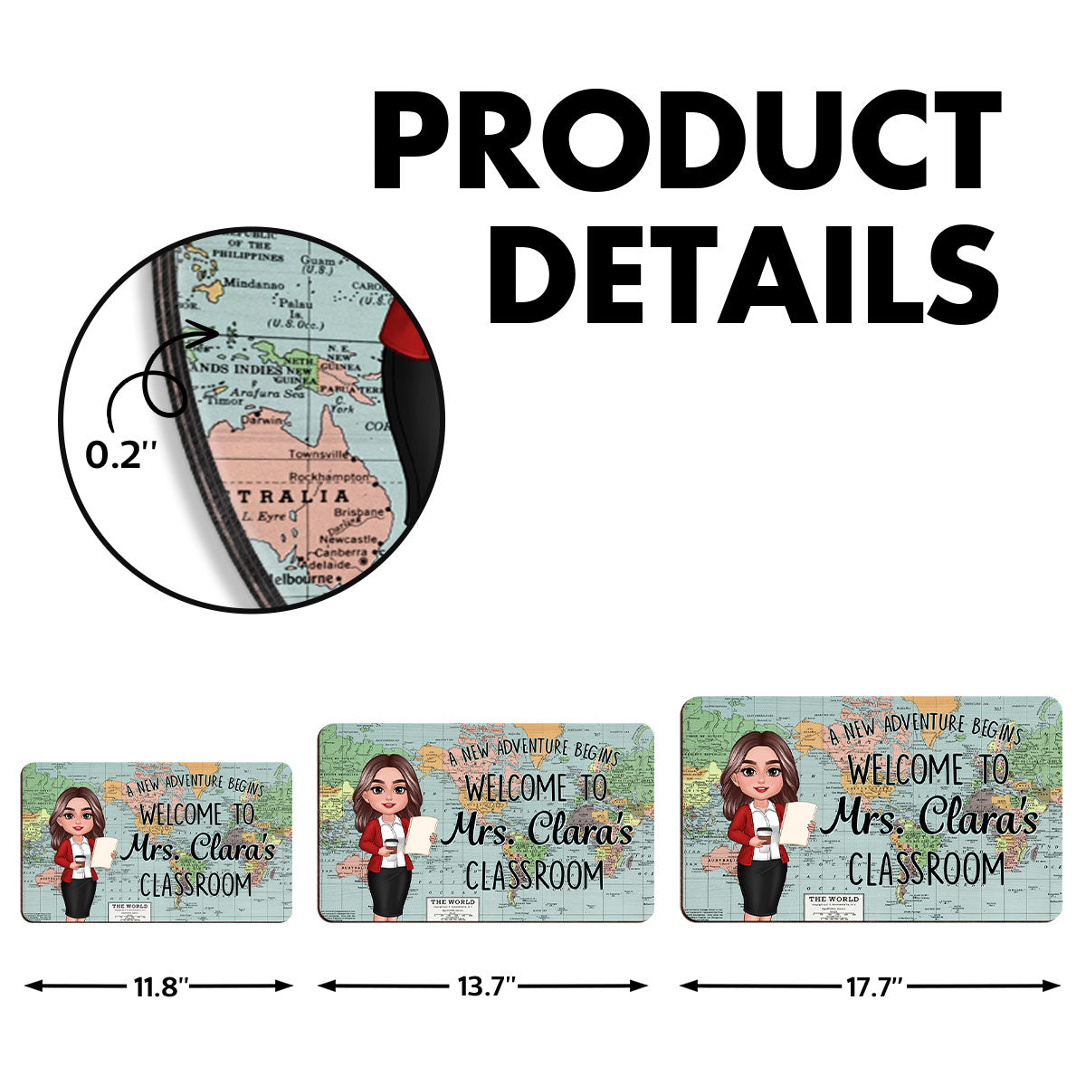 World Map Adventure Themed Welcome To Classroom Personalized Rectangle Door Hanger, Back To School, Classroom Decor