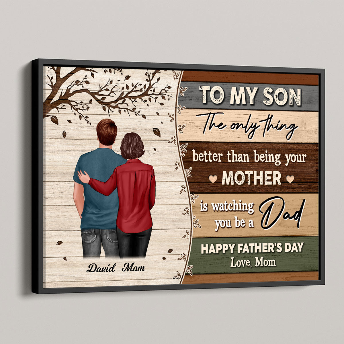 To My Son From Mom Happy Father's Day Colorful Pallets Texture Personalized Poster