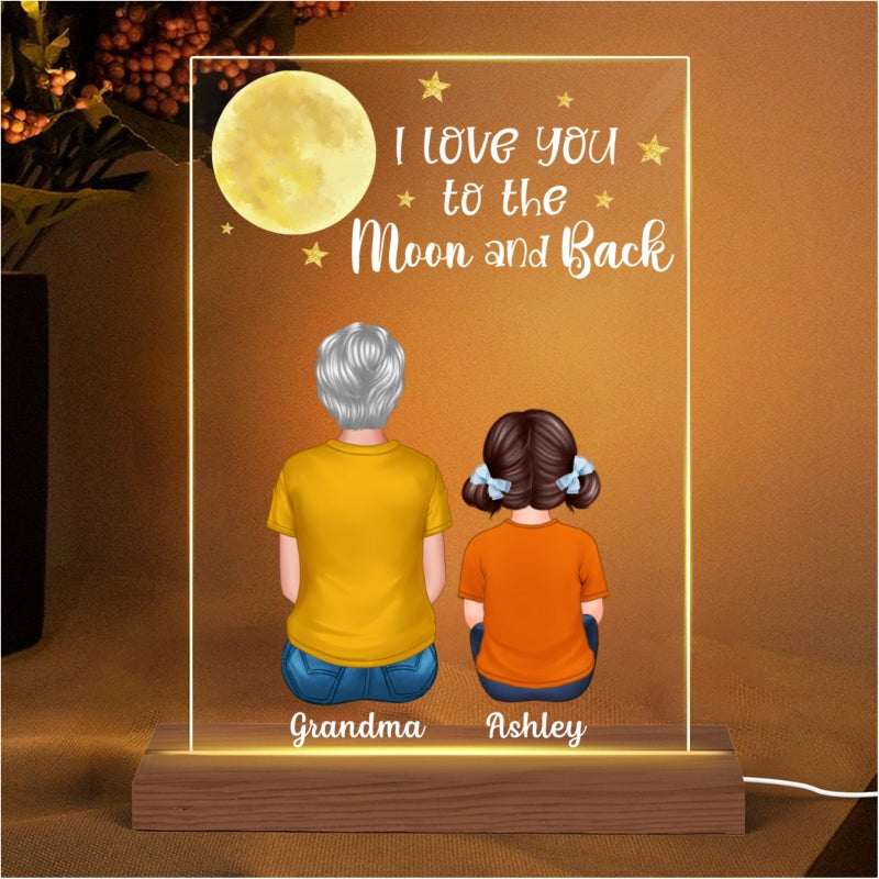 Grandma Grandkids Love To The Moon Personalized Plaque LED Night Light
