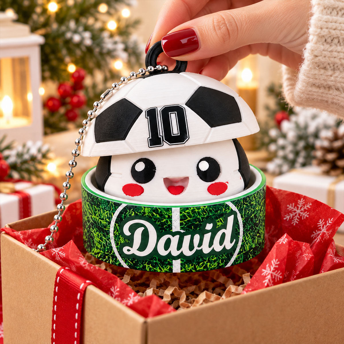 Custom Soccer Cute Dumpling - Personalized 3D Printed Soccer Figurine Ornament - Christmas Gift for Daughter, Son, Grandkids