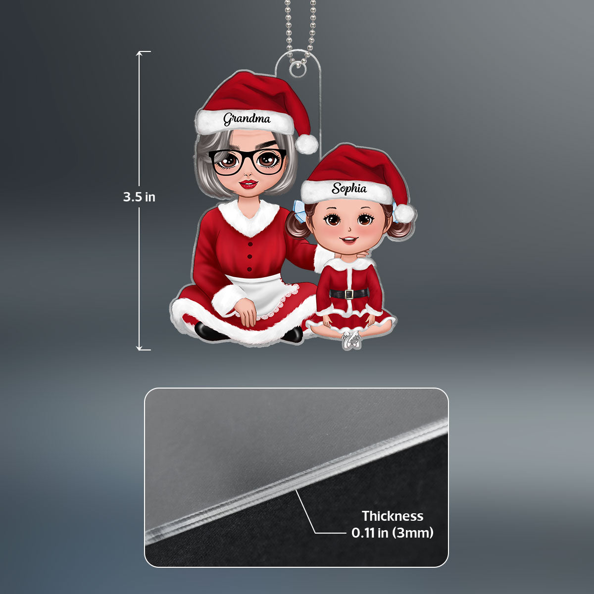 Christmas Doll Grandma Claus Gift For Granddaughter Grandson Personalized Acrylic Ornament