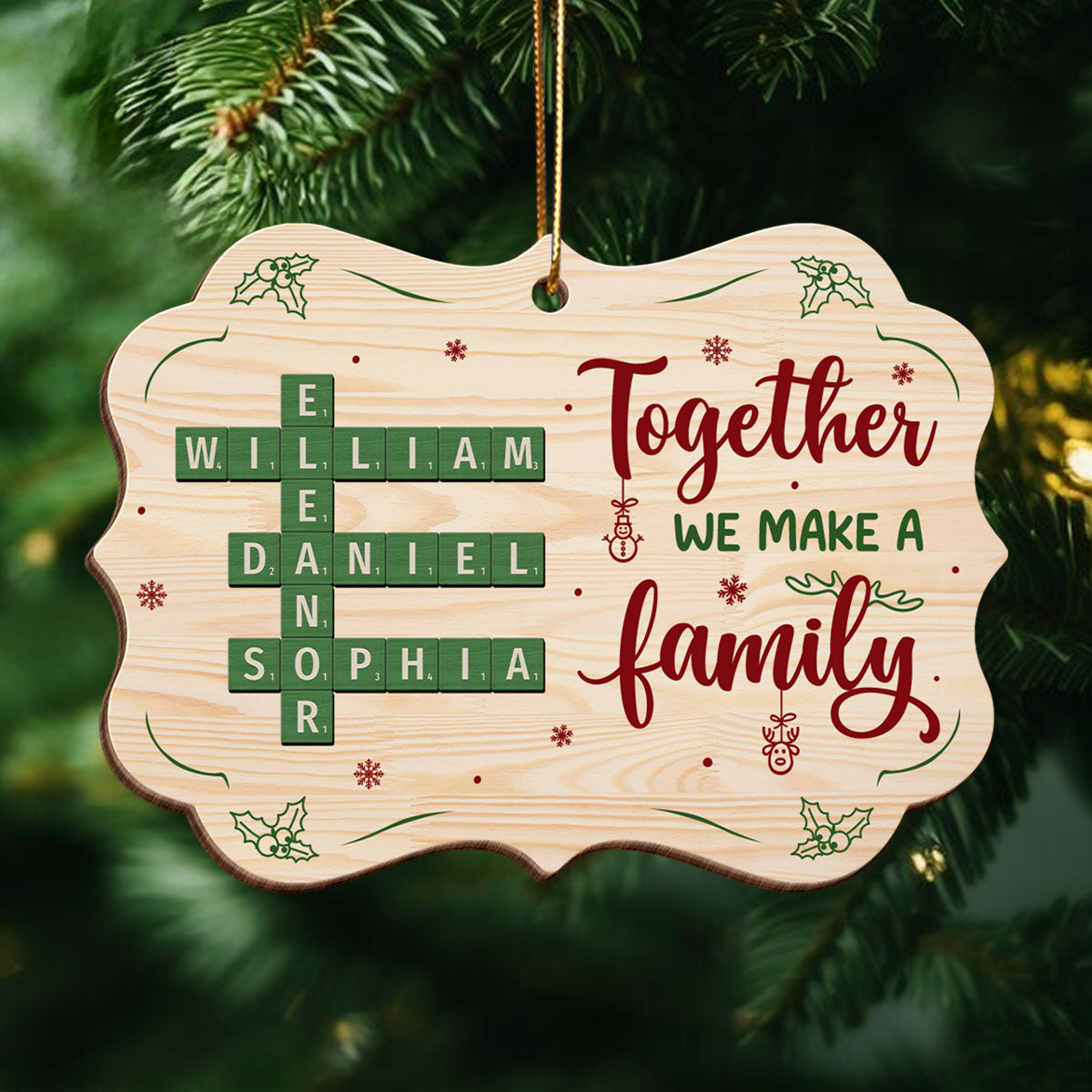 Together We Make A Family Crossword Puzzle Personalized Wooden Ornament, Christmas Gift for Husband Wife, Daughter Son, Grandma Grandpa