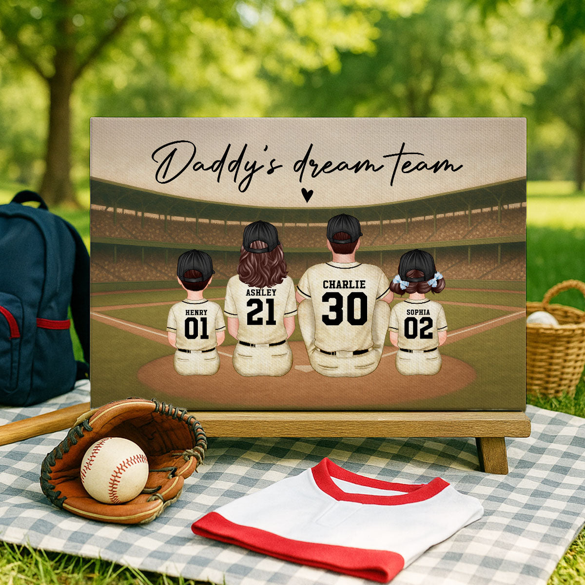 Retro Vintage Baseball Daddy's Dream Team Personalized Wrapped Canvas| Heartfelt Birthday Gift For Dad