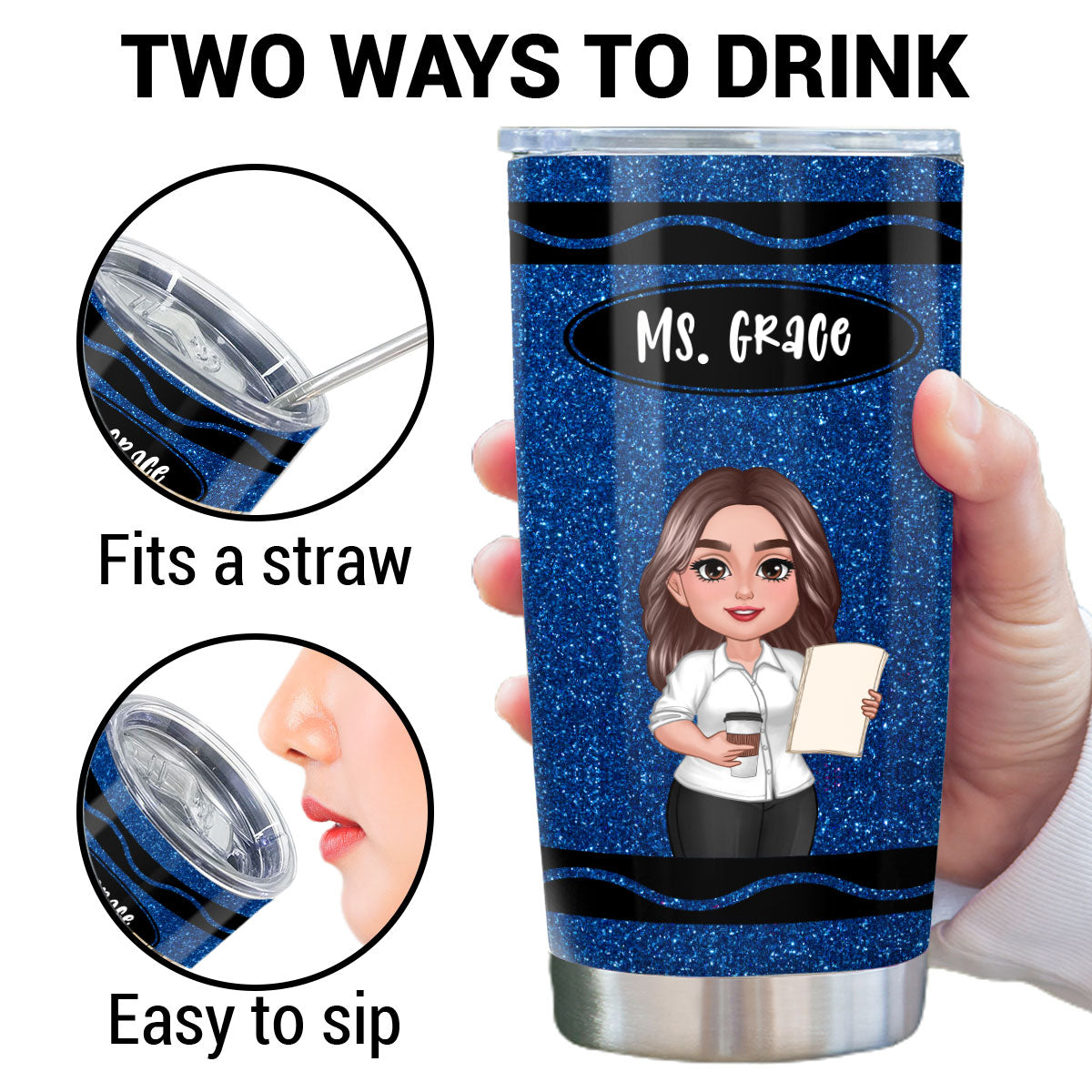 Teacher Crayon Personalized Tumbler| Back To School Gift For Teacher (Not Real Glitter)