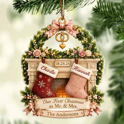 Our First Christmas As Mr And Mrs - Personalized Acrylic Ornament - Christmas Gift For Couple
