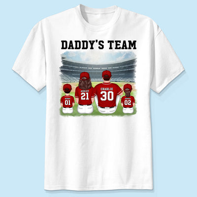 Daddy's Team Baseball Family Sitting Personalized Shirt, Father's Day Gift For Dad, Grandpa, Husband