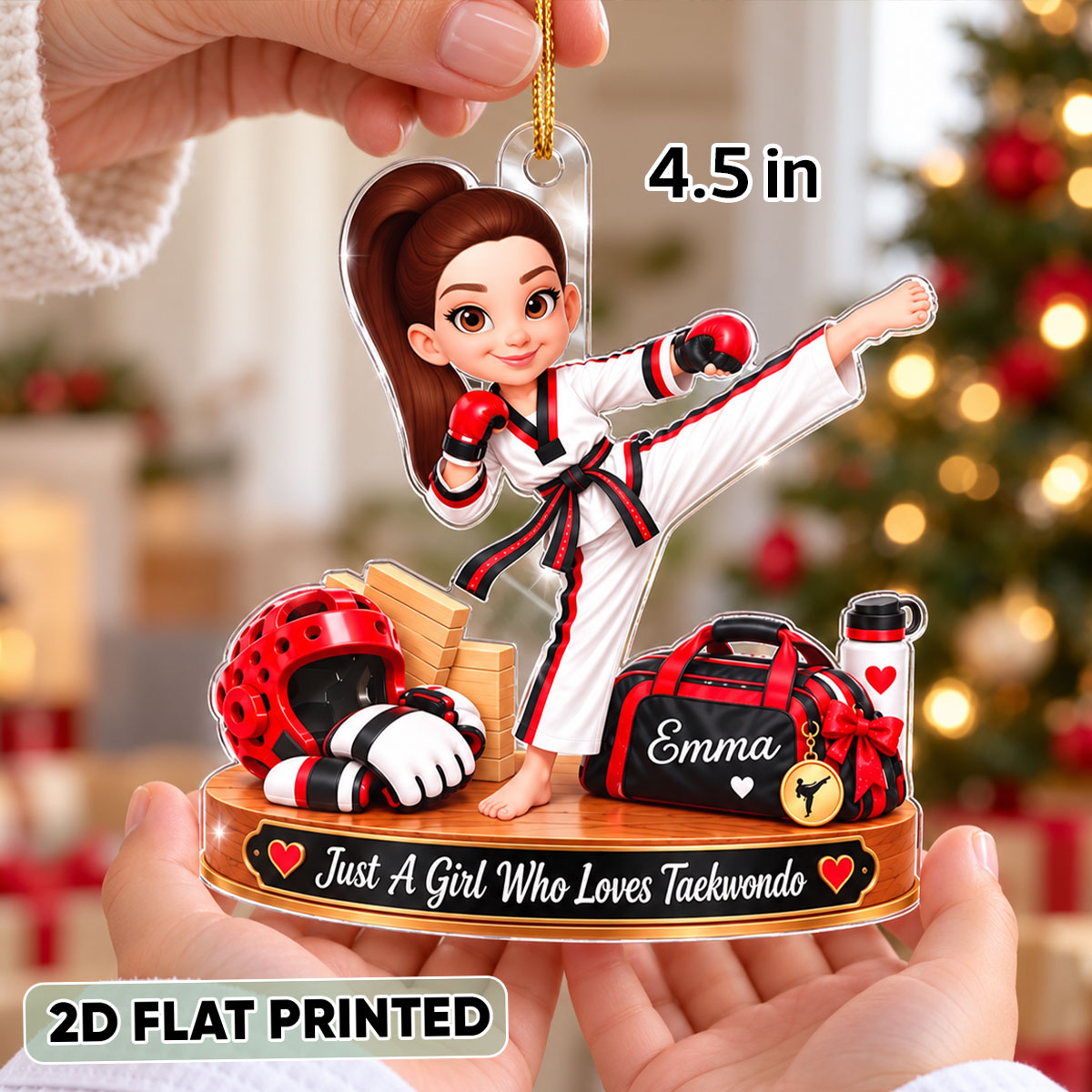 Just a Girl Who Loves Taekwondo - Personalized Acrylic Ornament - Christmas Gift for Daughter,Granddaughter
