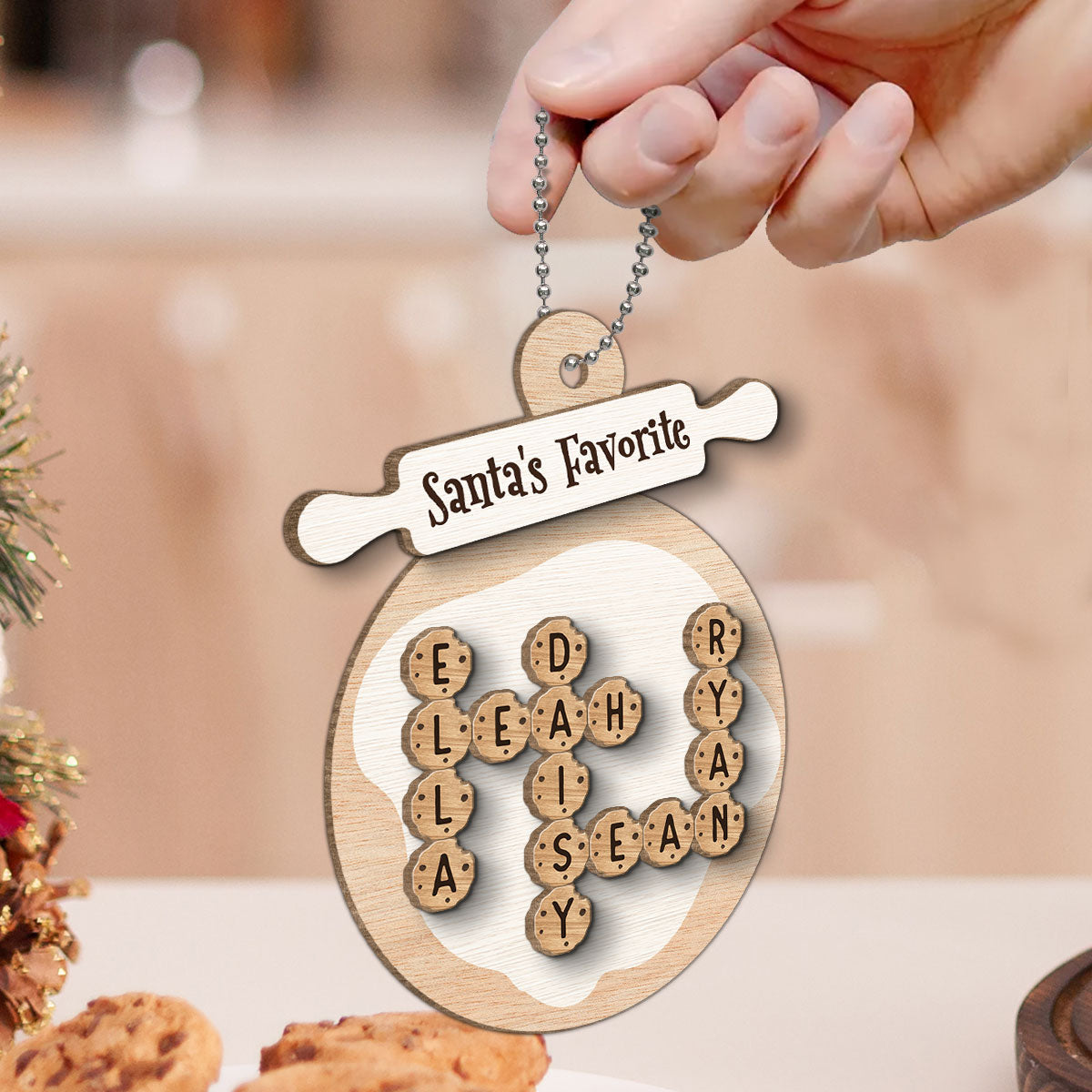 Grandma's Perfect Batch Cookies Crossword Puzzle Personalized 2-Layer Wooden Ornament
