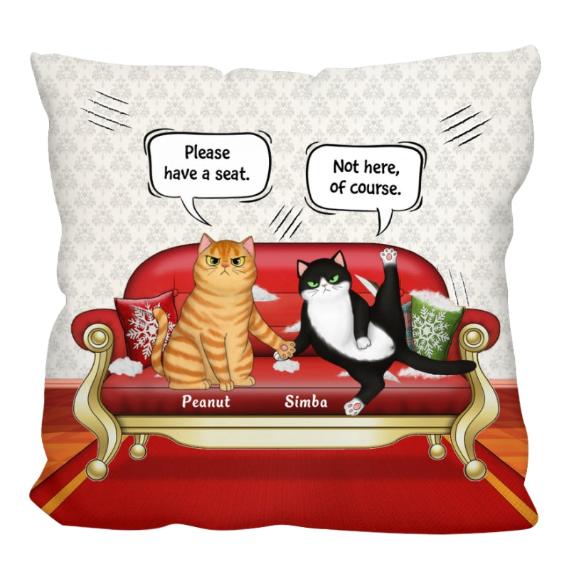 Cats Scratching Sofa Personalized Pillow