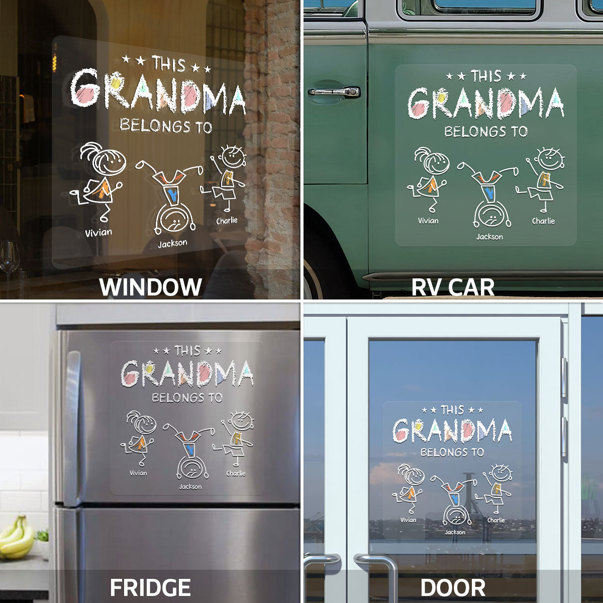 This Grandma Belongs To Crayon Kids Decor On Car Fridge Window Personalized Decal