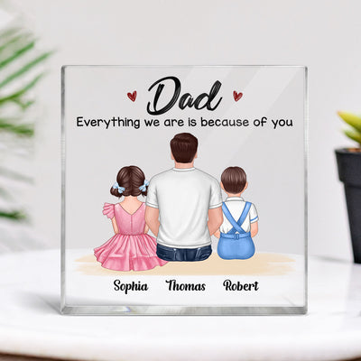 Dad And Pretty Kids Father‘s Day Gift Personalized Acrylic Block Plaque