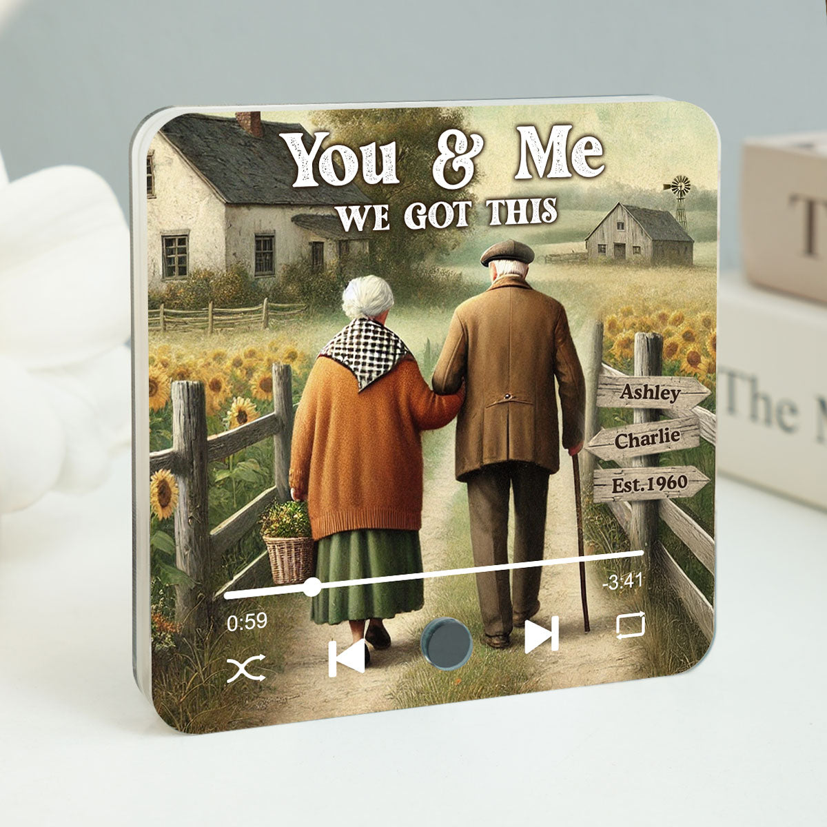 Eternal Love Couple Growing Old Together Personalized Bluetooth Music Fridge Magnet, Heartfelt 2025  Gift For Couple, For Him, For Her, Boyfriend, Girlfriend, Husband, Wife