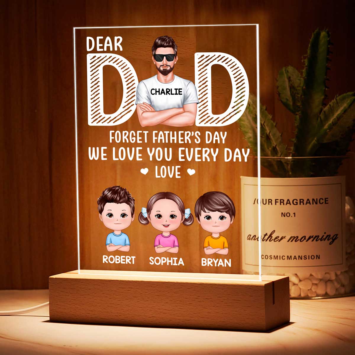Dad Forget Father‘s Day We Love You Every Day Gift For Dad Personalized Rectangle LED Night Light