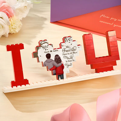 Personalized Building Blocks Puzzle, Couple Favorite Place, I Love You Block Puzzle, Birthday, Anniversary Gifts for Her & for Him