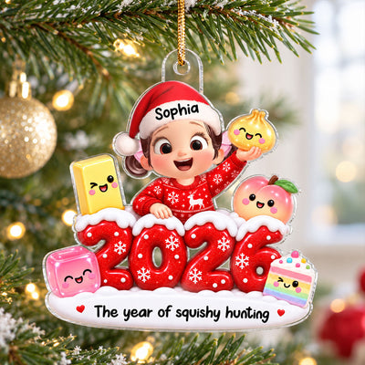 Cute Kid Boy Girl Squishy Hunting 2D Flat - Personalized Acrylic Ornament - Squishy Lover Christmas Keepsake 2026