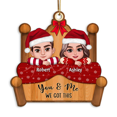 Couple Laying On Bed Christmas Gift Personalized Wooden Ornament