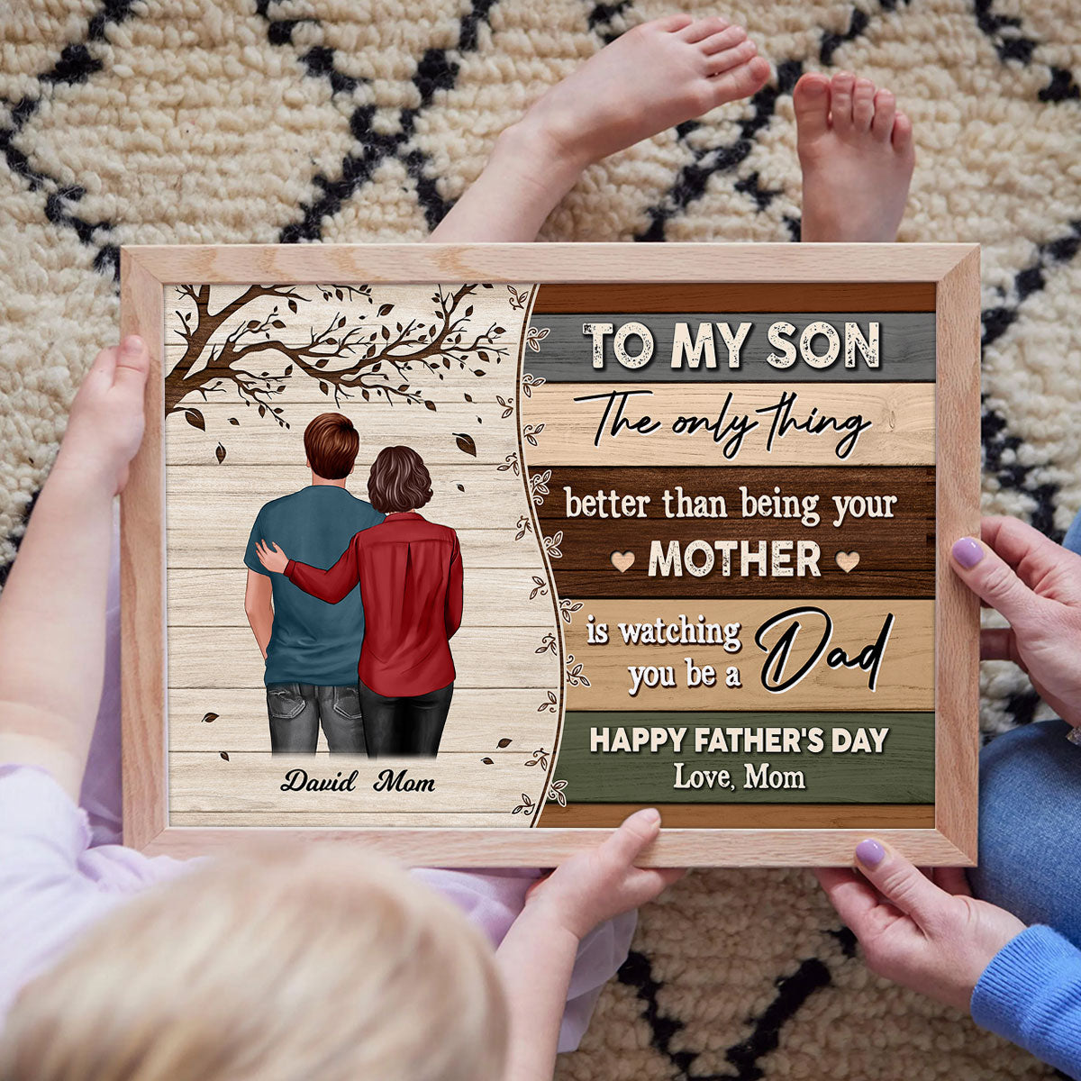 To My Son From Mom Happy Father's Day Colorful Pallets Texture Personalized Poster