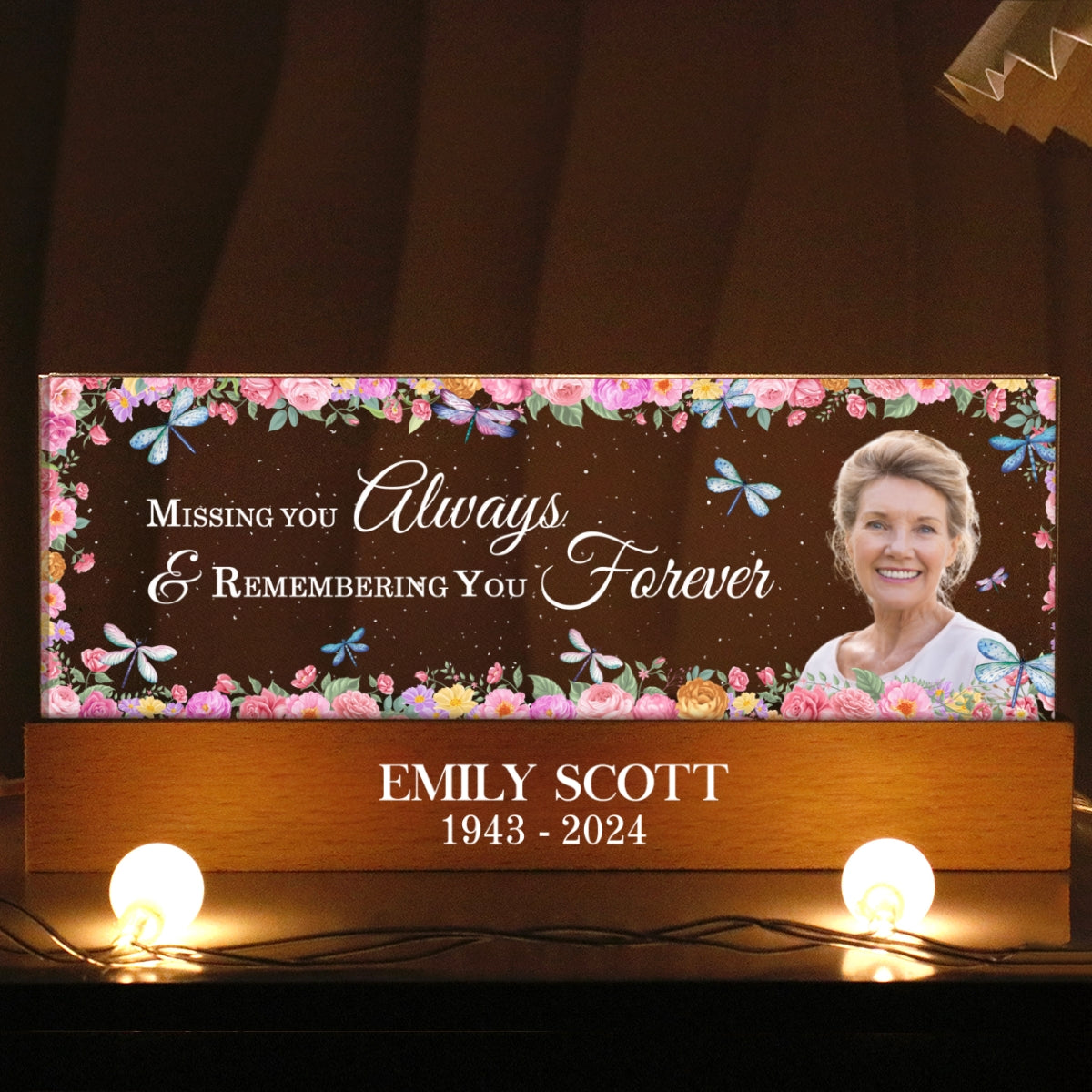 Missing You Always Remembering You Forever Personalized Acrylic Block LED Night Light, Memorial Gift, Sympathy Gift for Loss of Loved One