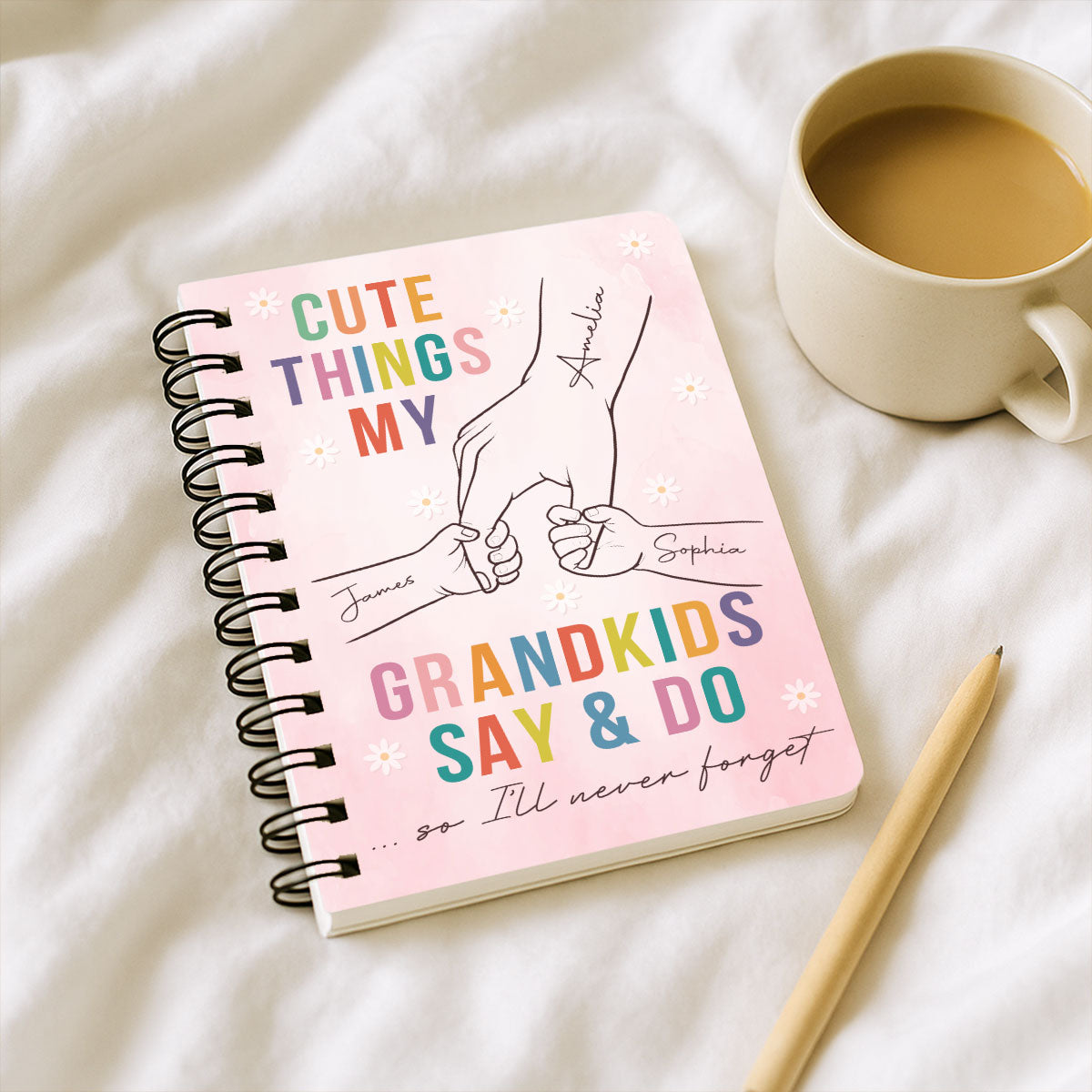 Cutest Things My Grandkids Say & Do Personalized Spiral Notebook Journal, Memory Book