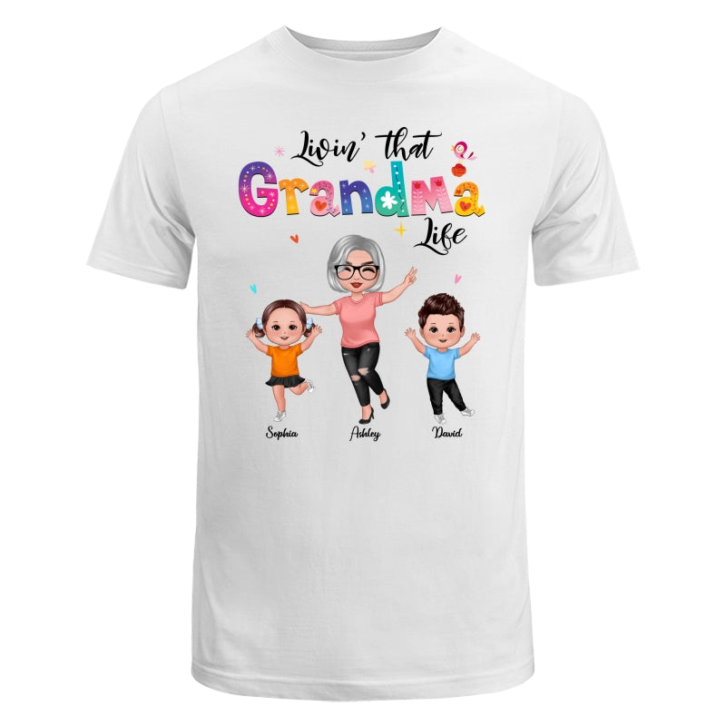 Livin‘ That Grandma Life Happy Grandma Grandkids Personalized Shirt