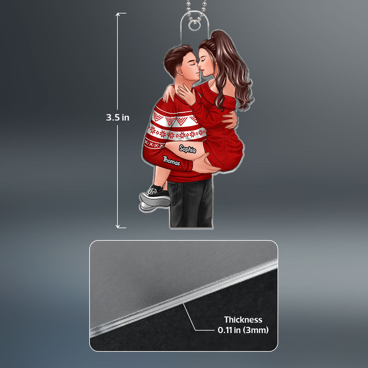 Man Holding Woman Kissing Christmas Gift For Couple Personalized Acrylic Ornament