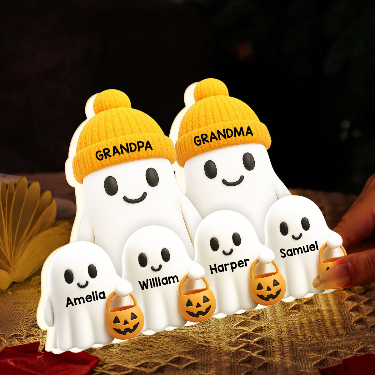 Grandma Grandpa Boo Crew Fall Halloween Decor - Personalized Light Box - Gift For Grandparents