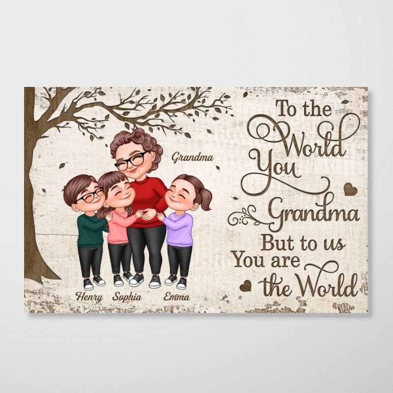 Grandkids Make Life Grand Grandma Grandkids Hugging Under Tree Personalized Poster