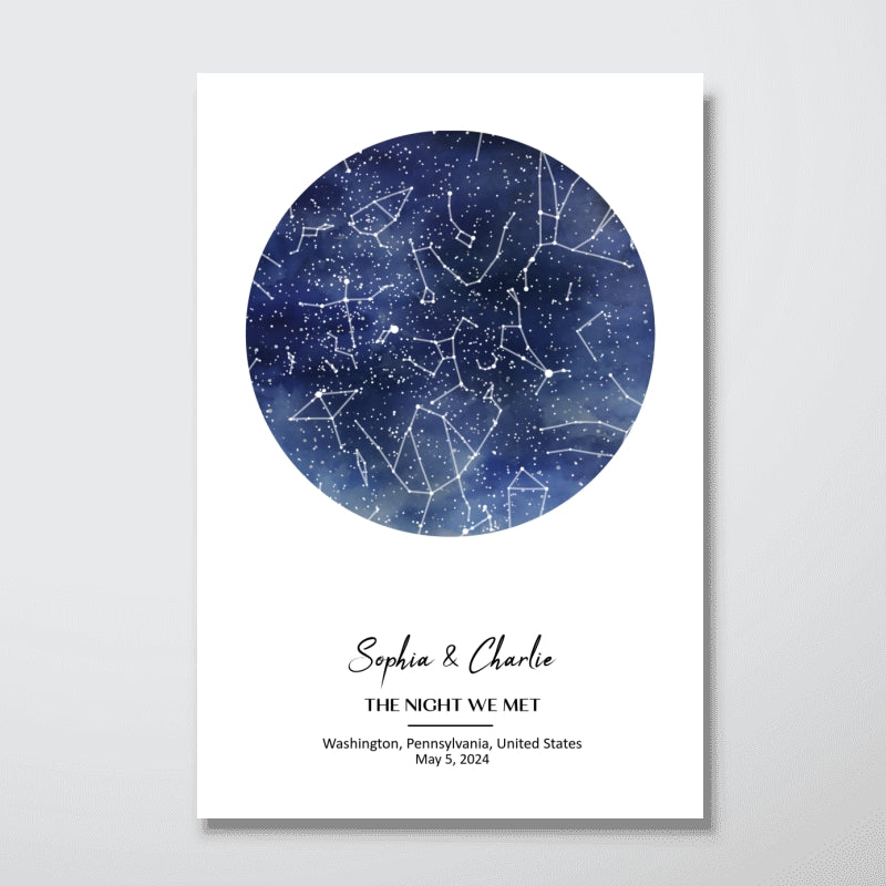 Capture the Precious Moment with the Unique Custom Star Map Poster, The Night We Met Couple Anniversary Gift, Wedding Gift, Constellation Print, Real Astronomical Data