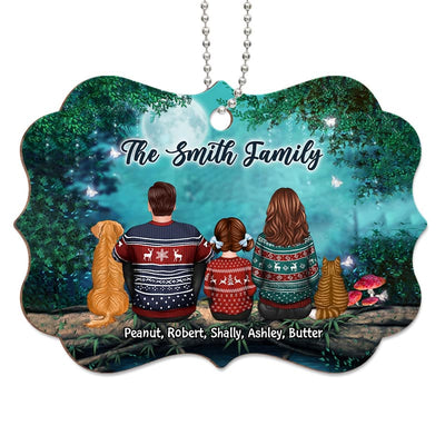 Family Back View Tree Log Personalized Wooden Ornament