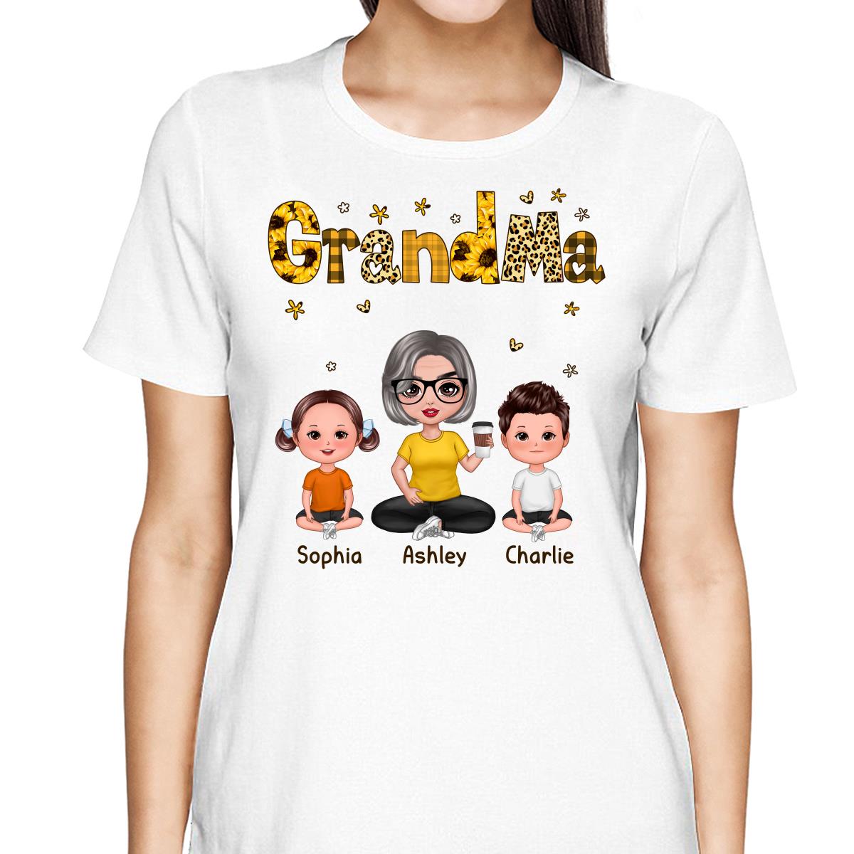 Doll Grandma Grankids Yellow Pattern Personalized Shirt