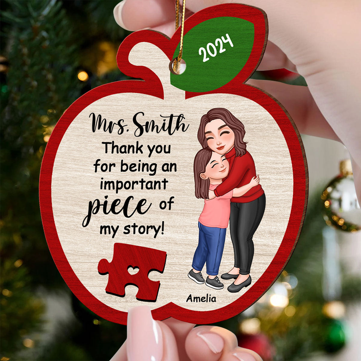 Thank You For Being An Importance Piece Teacher Appreciation Gifts Personalized Wooden Ornament