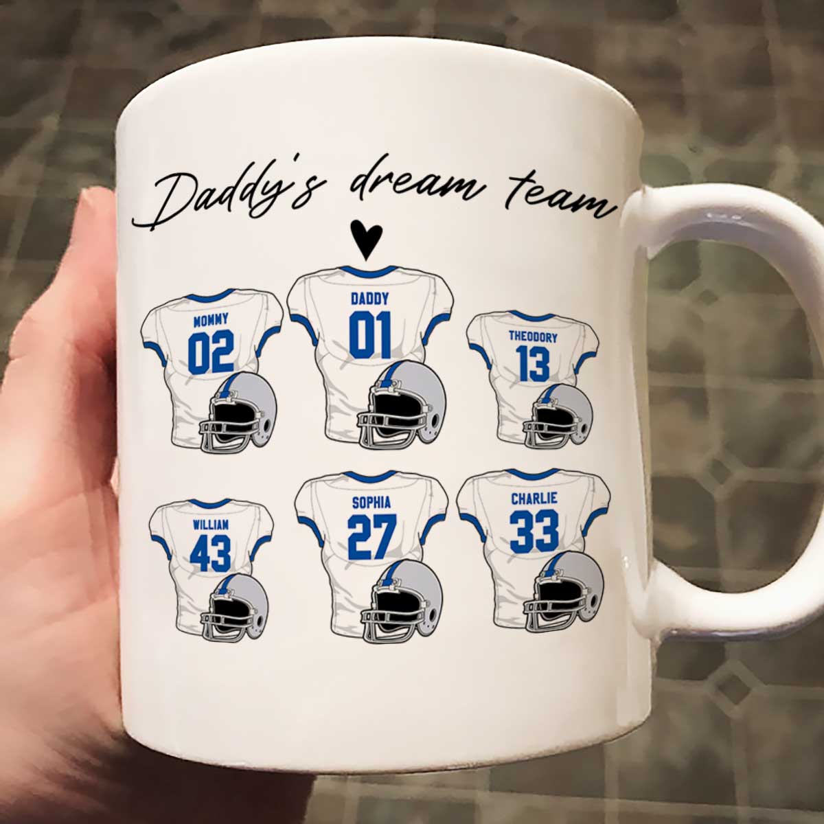 Daddy‘s Dream Team American Football Personalized Mug