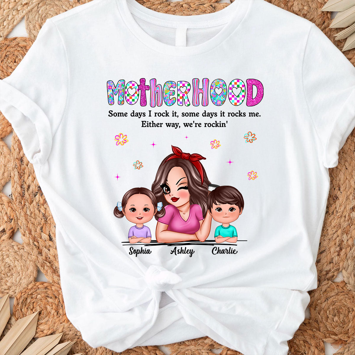 Rockin' Mother Hood Pretty Mom & Kids Personalized Shirt