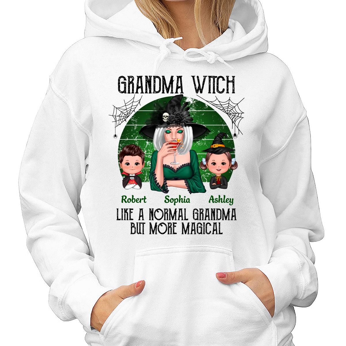 Grandma Grandkids Halloween Green Retro Personalized Shirt