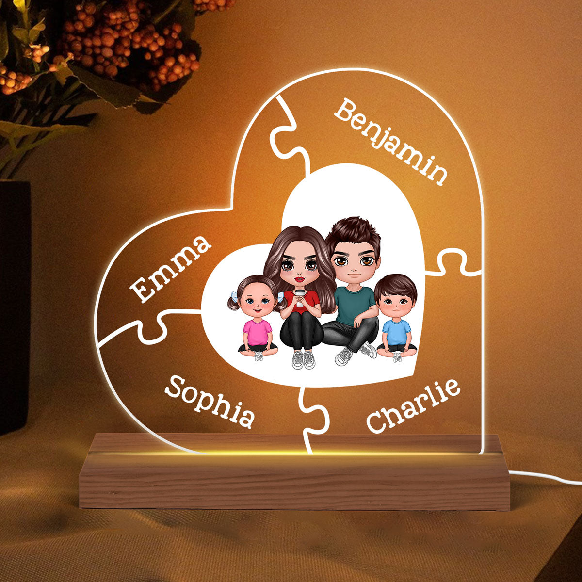 Together We Make A Family Personalized Acrylic Custom Shape LED Lamp Night Light