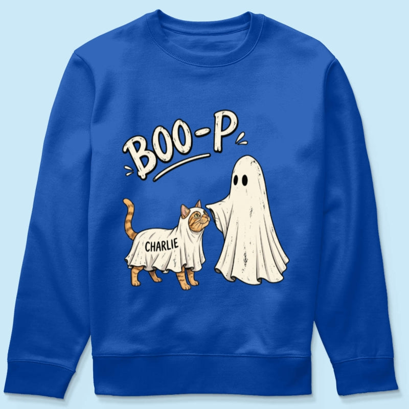 Funny Boo-p Ghost Pet Portrait From Your Pet Photo - Personalized Shirt - Halloween Gift For Dog Cat Lovers