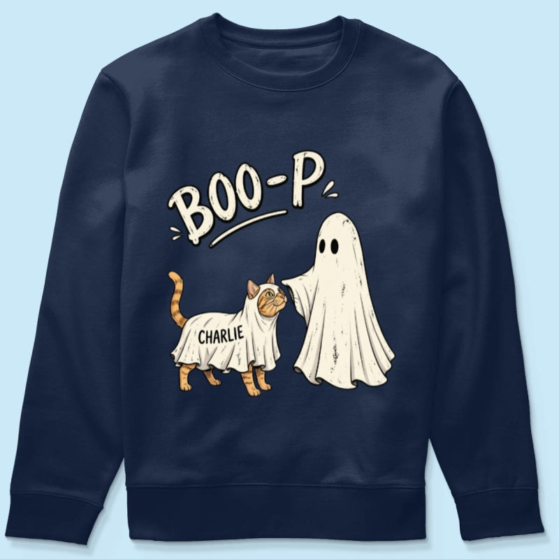Funny Boo-p Ghost Pet Portrait From Your Pet Photo - Personalized Shirt - Halloween Gift For Dog Cat Lovers