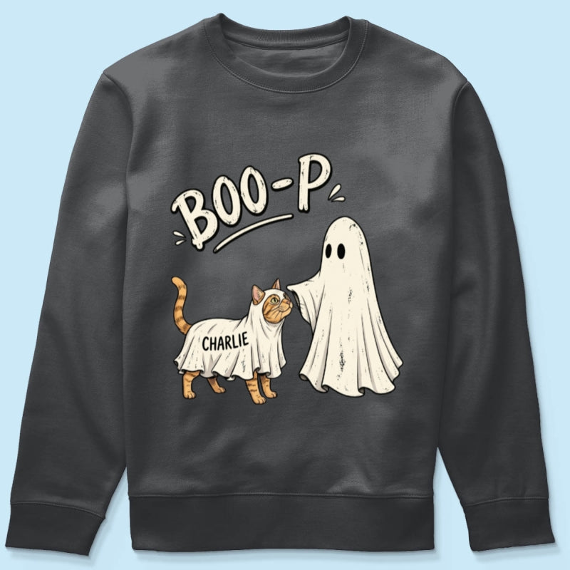 Funny Boo-p Ghost Pet Portrait From Your Pet Photo - Personalized Shirt - Halloween Gift For Dog Cat Lovers